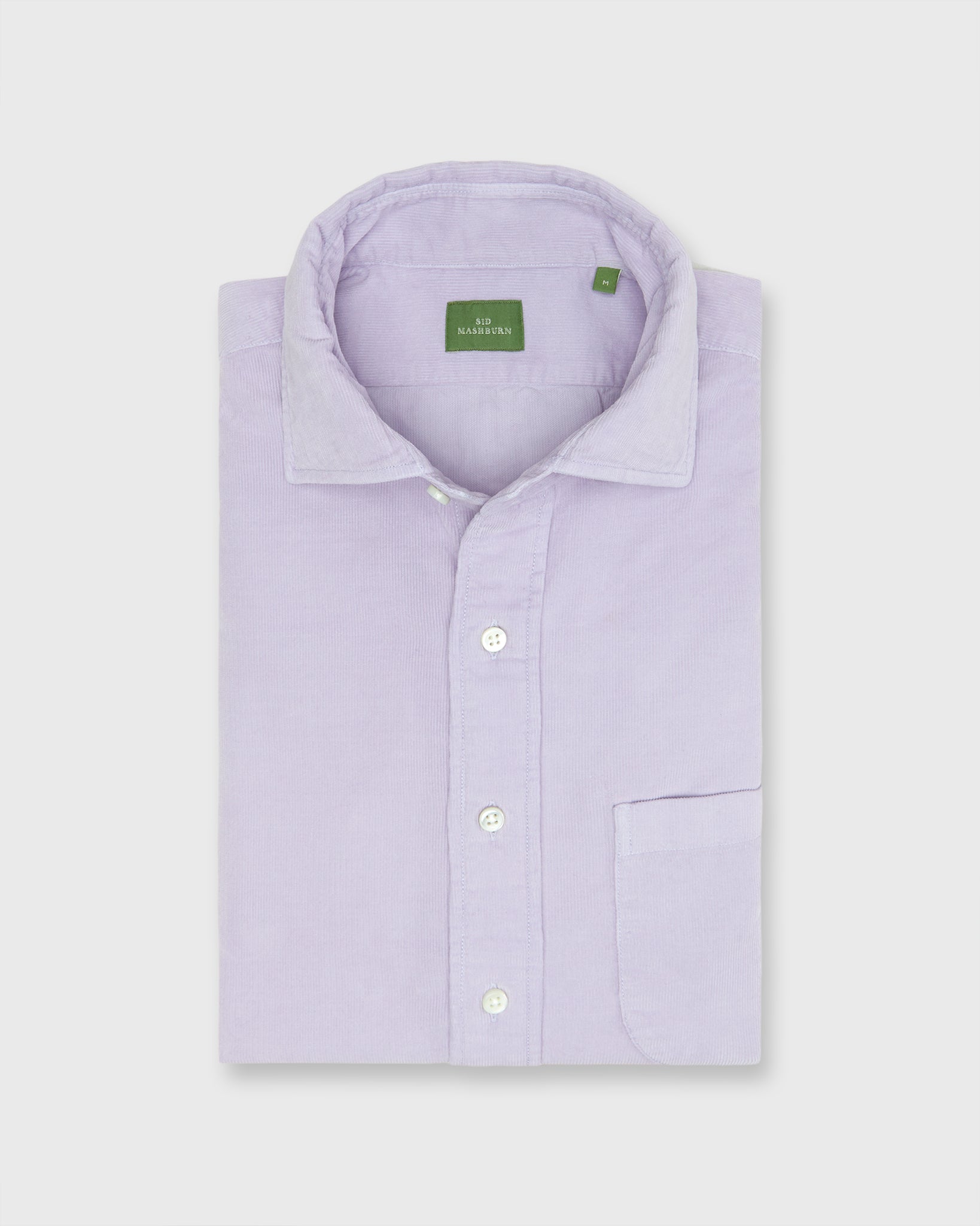 Spread Collar Sport Shirt in Lavender Corduroy