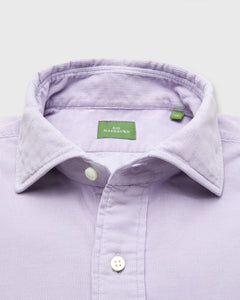 Spread Collar Sport Shirt in Lavender Corduroy