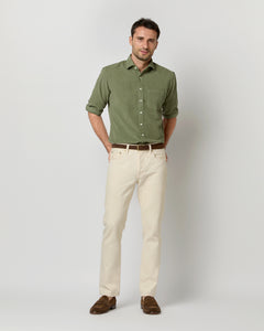 Spread Collar Sport Shirt in Moss Corduroy