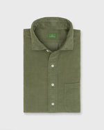 Load image into Gallery viewer, Spread Collar Sport Shirt in Moss Corduroy
