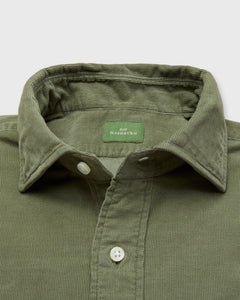 Spread Collar Sport Shirt in Moss Corduroy