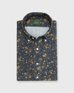 Button-Down Sport Shirt in Ink/Multi Floral Corduroy