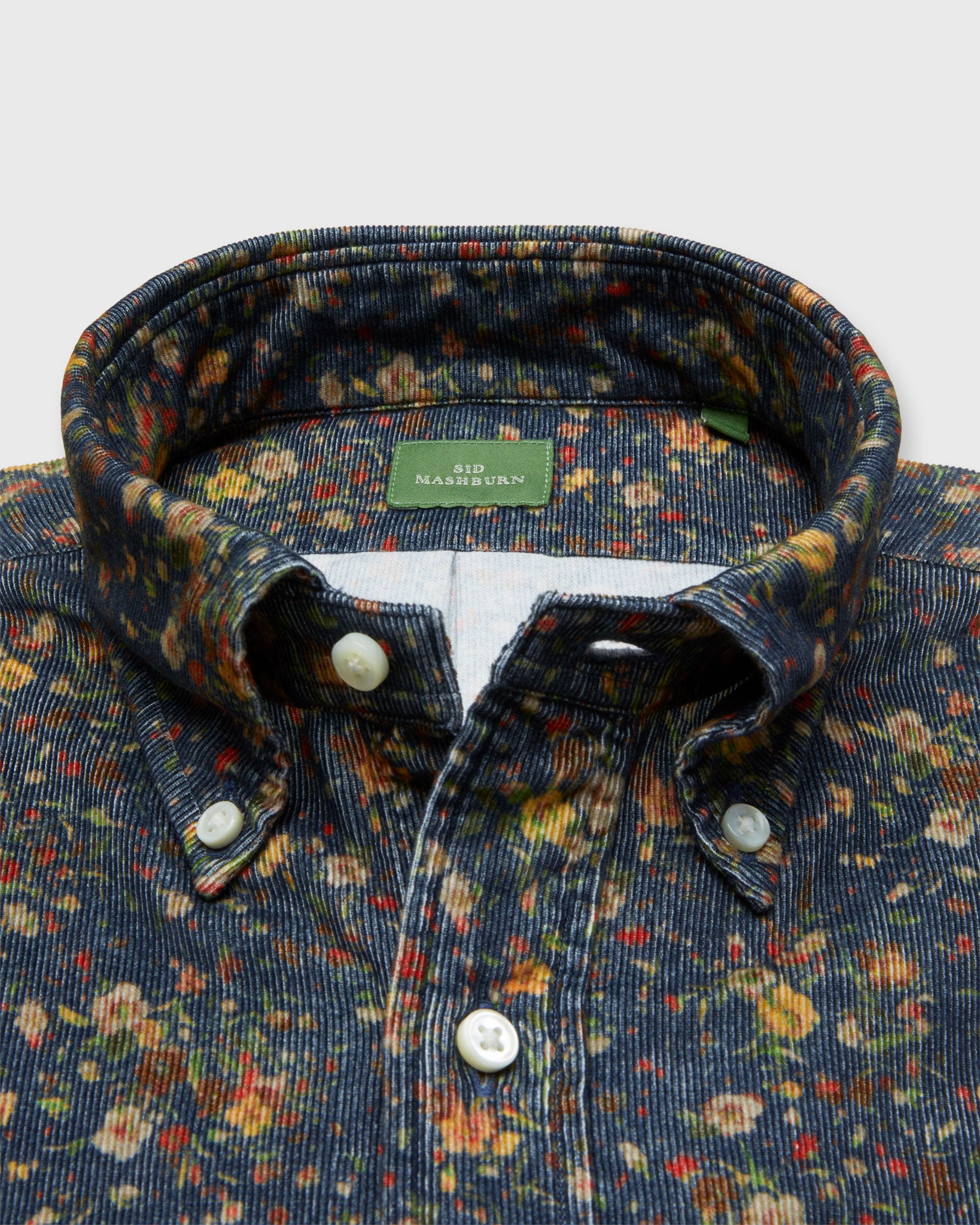 Button-Down Sport Shirt in Ink/Multi Floral Corduroy