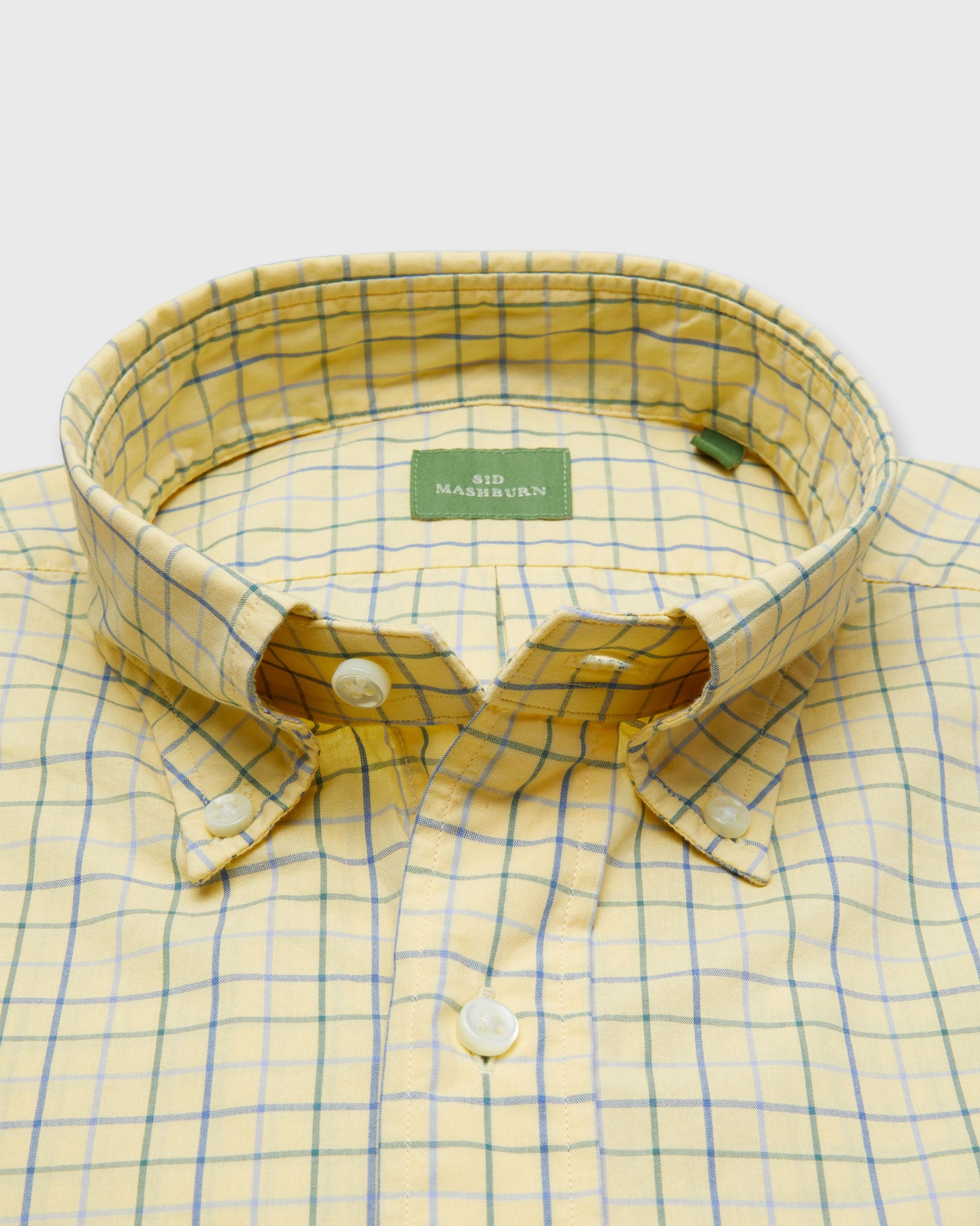 Button-Down Sport Shirt in Yellow/Pine/Peri Tattersall Poplin