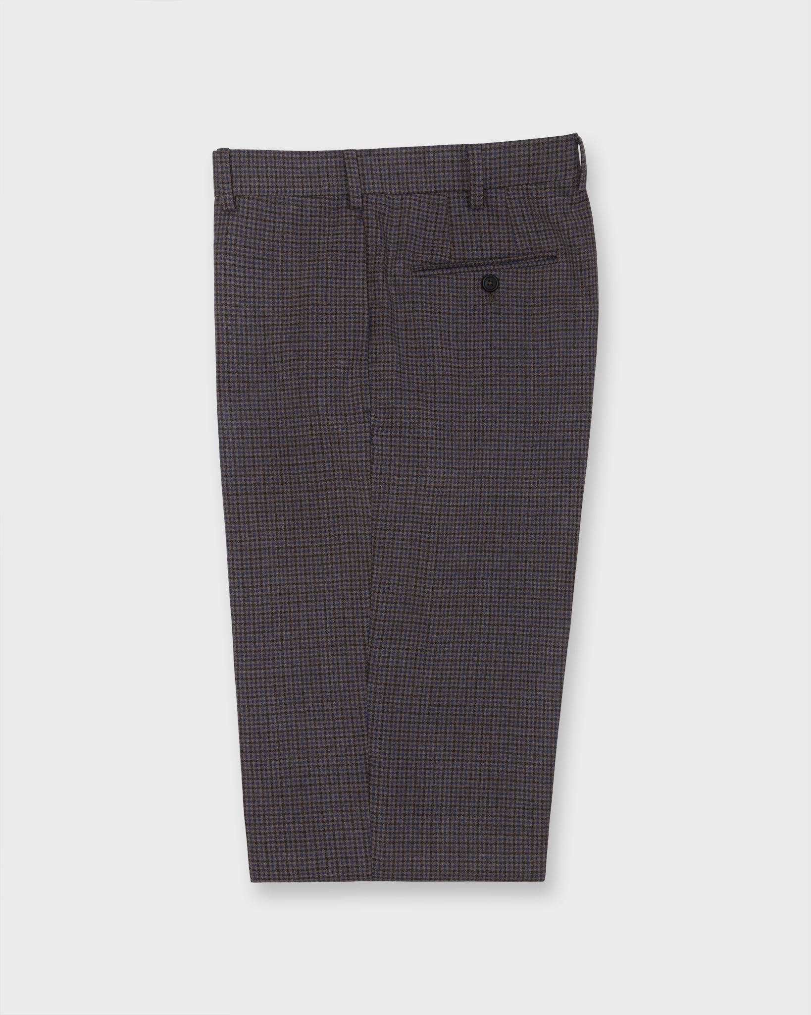 Dress Trouser in Brown/Blue Check Brushed Hopsack