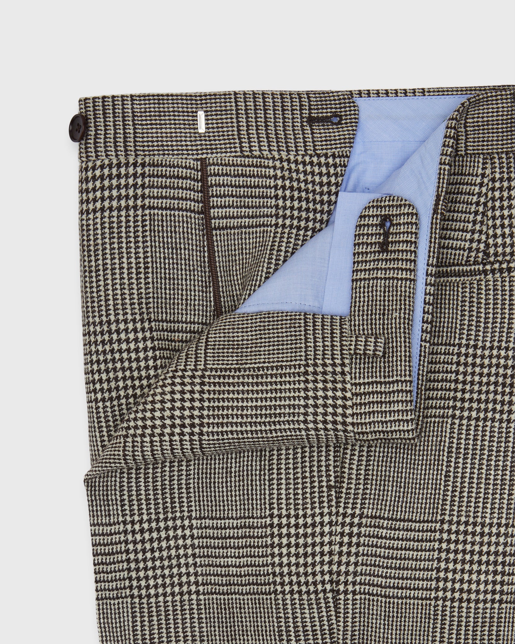 Dress Trouser in Chocolate/Bone Glen Plaid Tweed