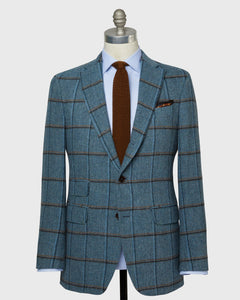 Virgil No. 2 Jacket in Blue/Grey/Mocha Windowpane Tweed