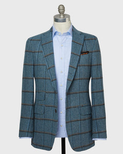 Virgil No. 2 Jacket in Blue/Grey/Mocha Windowpane Tweed