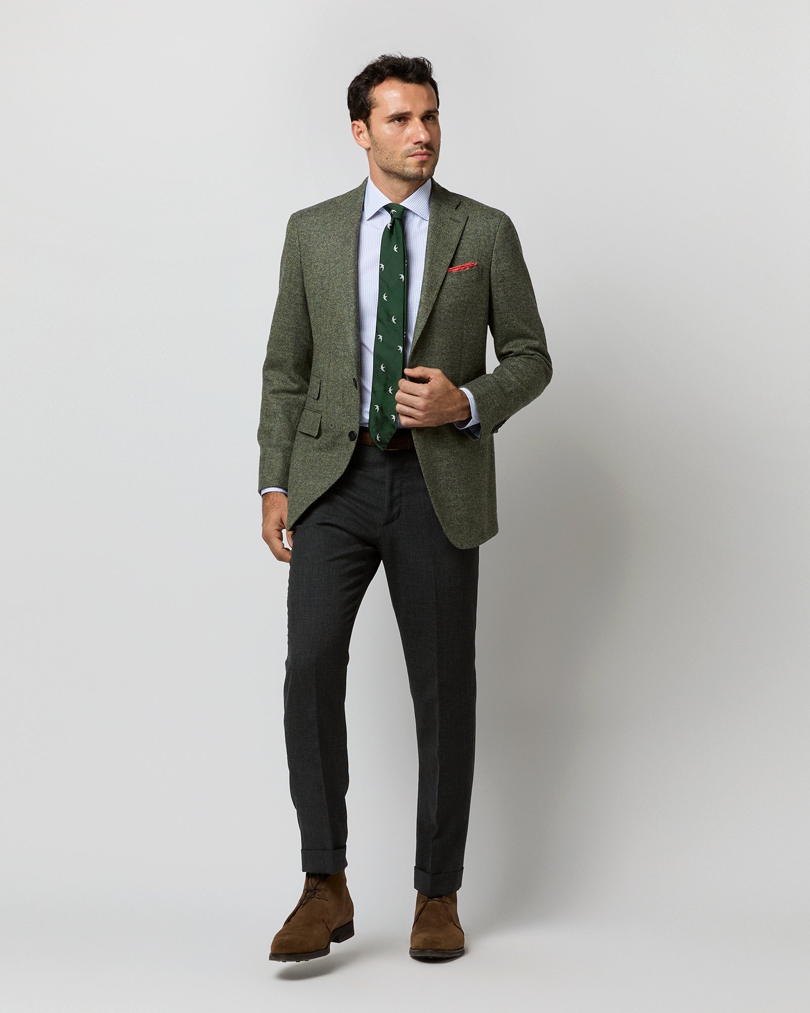 Kincaid No. 3 Jacket in Moss Mix Herringbone Tweed