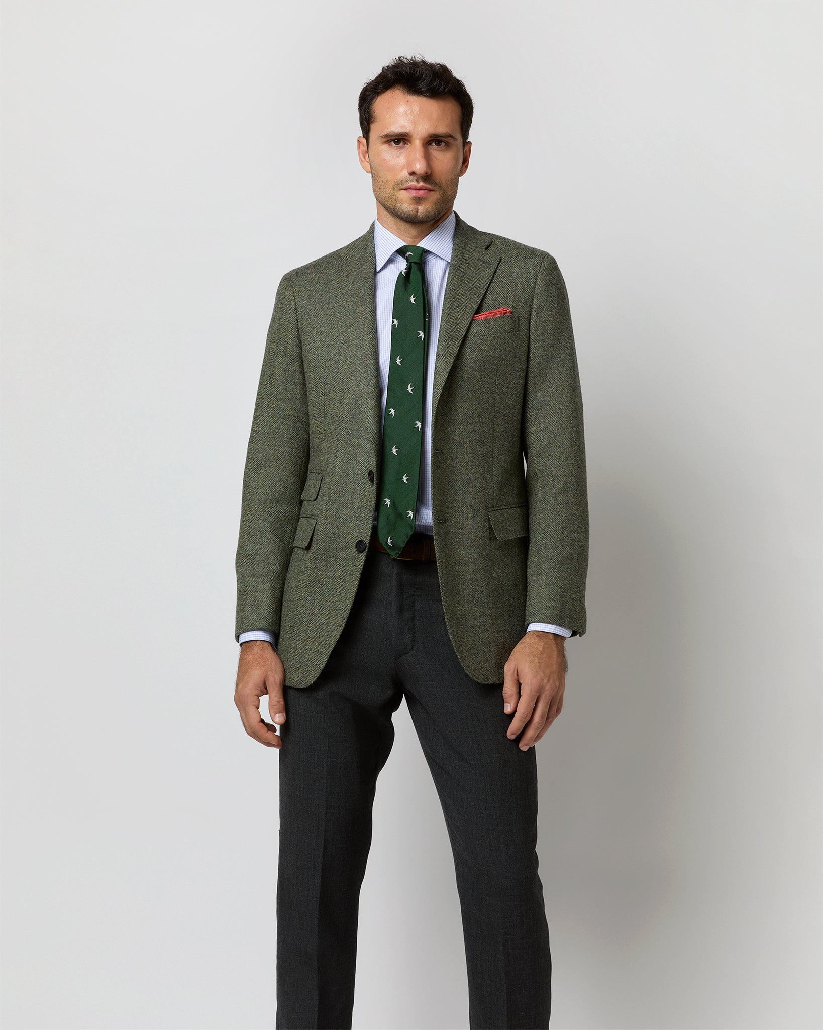 Kincaid No. 3 Jacket in Moss Mix Herringbone Tweed