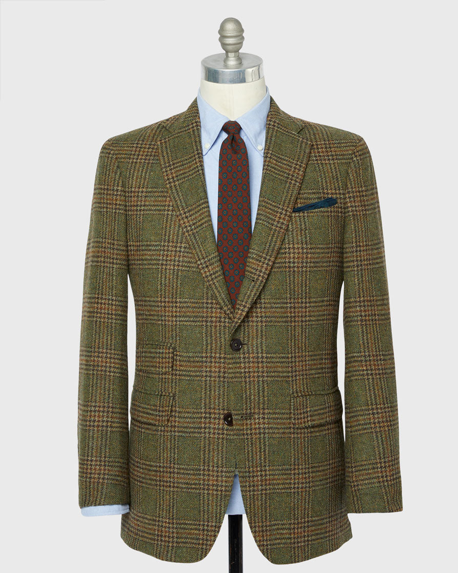 Virgil No. 2 Jacket in Olive/Brown Plaid Tweed