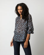 Load image into Gallery viewer, Ariana Blouse in Chocolate/Sky Leopard Burnout
