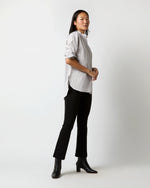 Load image into Gallery viewer, Christiane Bib-Front Tunic in Taupe/White Bengal Stripe Poplin
