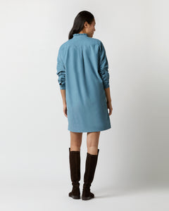 Nicky Popover Shirtdress in Steel Blue Stretch Cord