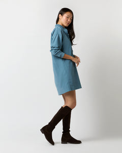 Nicky Popover Shirtdress in Steel Blue Stretch Cord