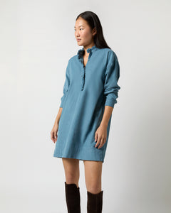 Nicky Popover Shirtdress in Steel Blue Stretch Cord