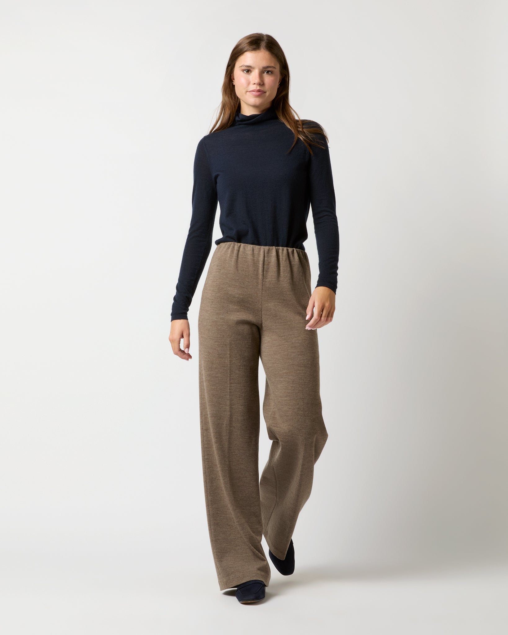 Maura Pull-On Pant in Heather Mink Wool Interlock