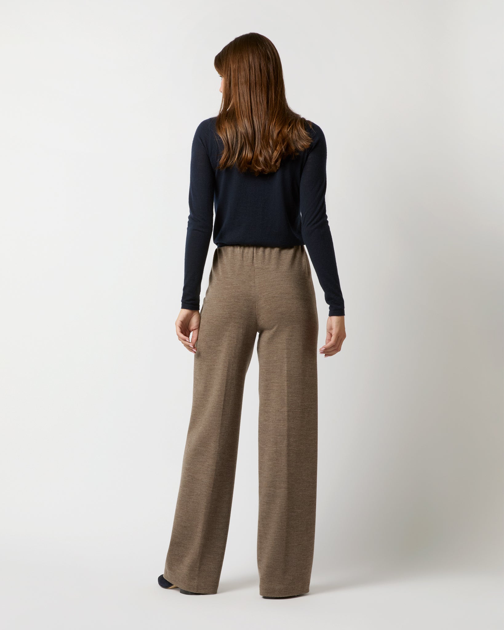 Maura Pull-On Pant in Heather Mink Wool Interlock