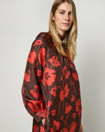 Load image into Gallery viewer, Maggie Dress in Chocolate/Spice Fragile Blooms Liberty Fabric Silk Twill
