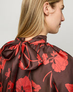 Load image into Gallery viewer, Maggie Dress in Chocolate/Spice Fragile Blooms Liberty Fabric Silk Twill
