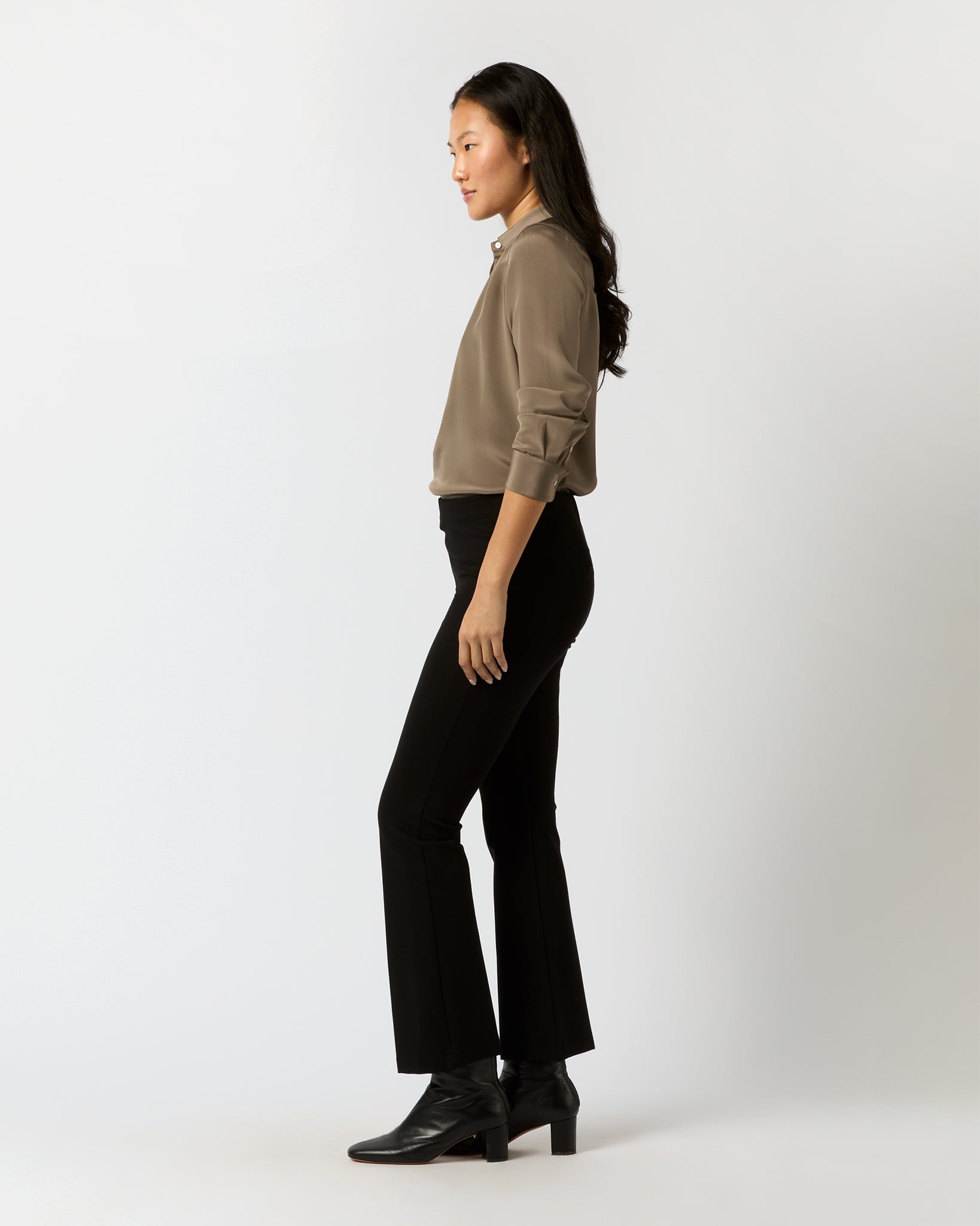 Natalia Blouse in Mink Silk Crepe de Chine