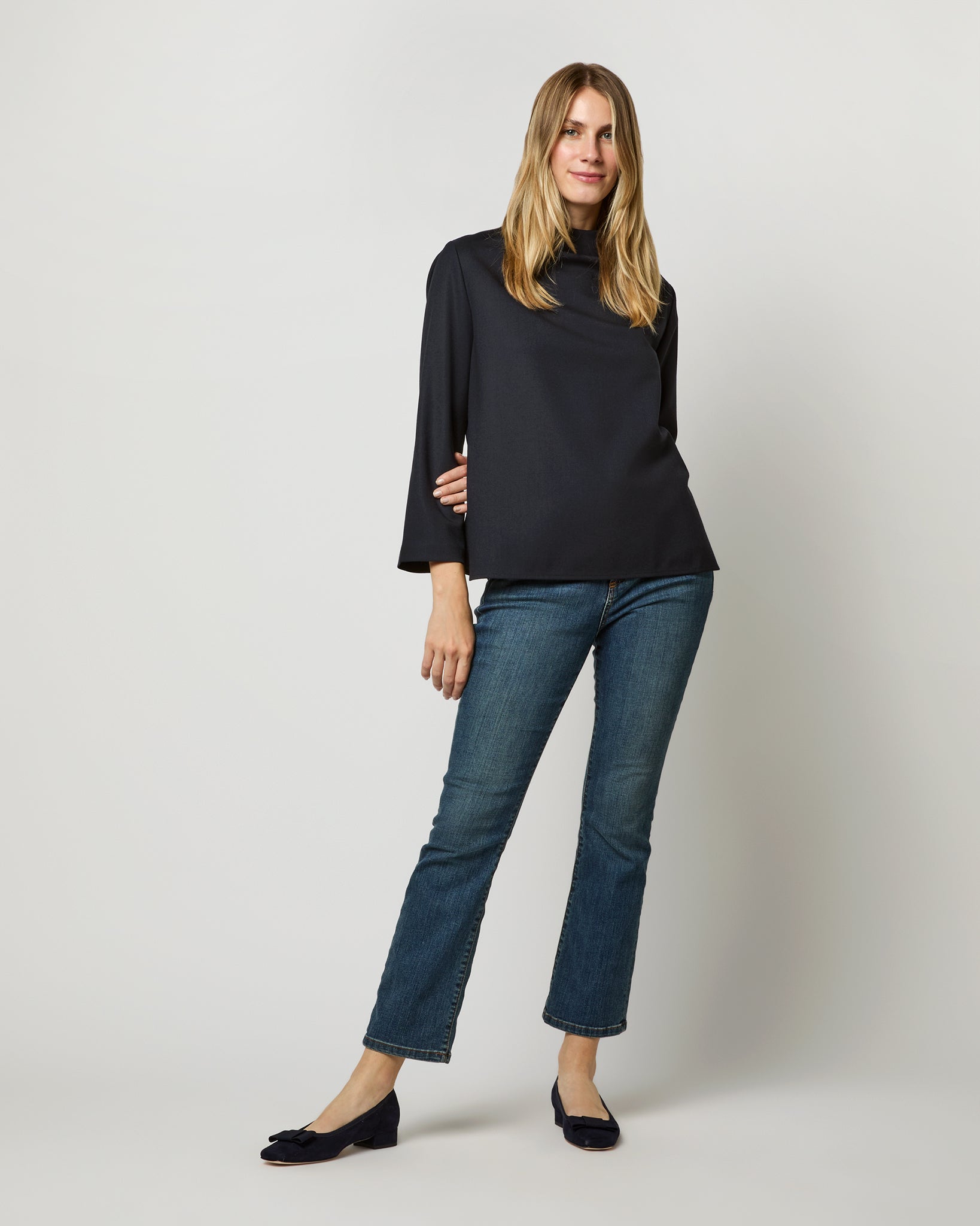 Reese Top in Ink Tropical Wool