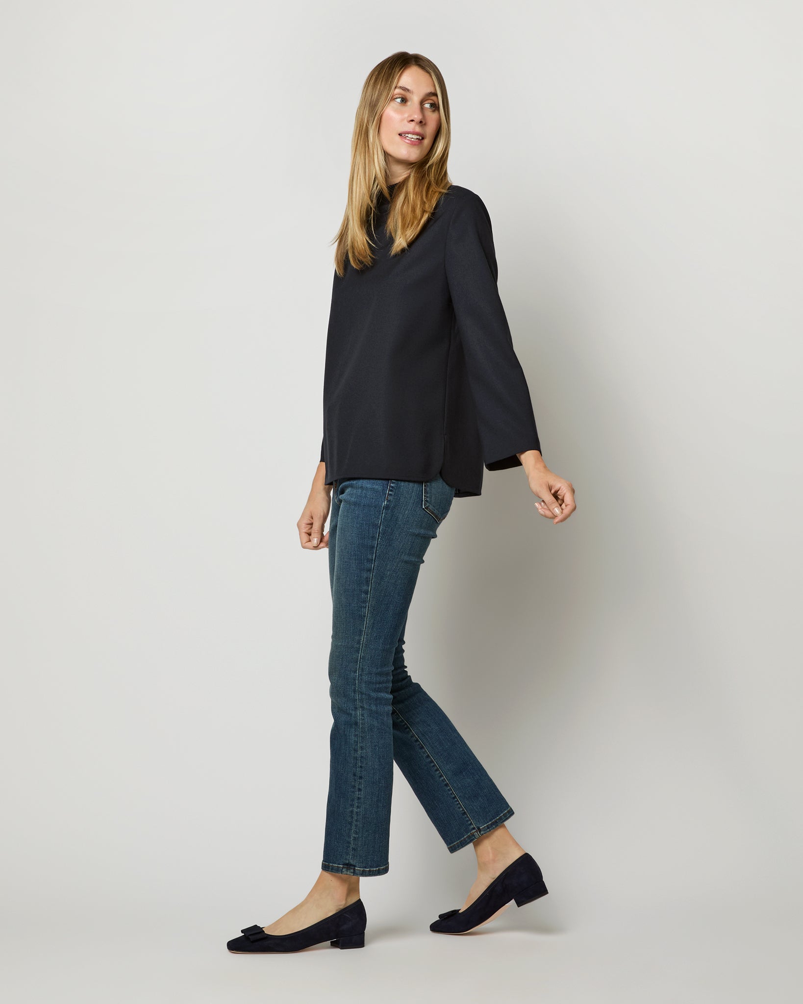 Reese Top in Ink Tropical Wool