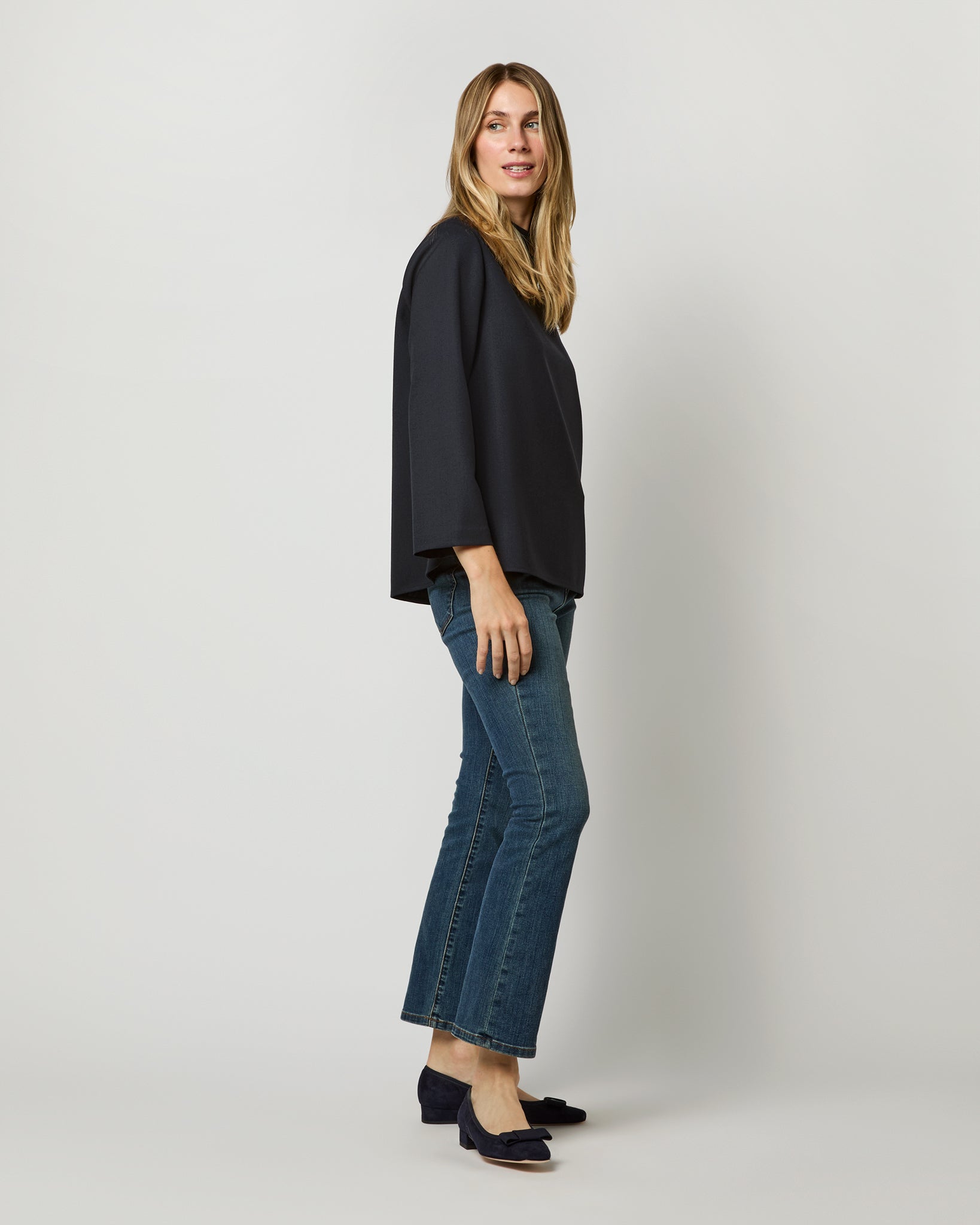 Reese Top in Ink Tropical Wool