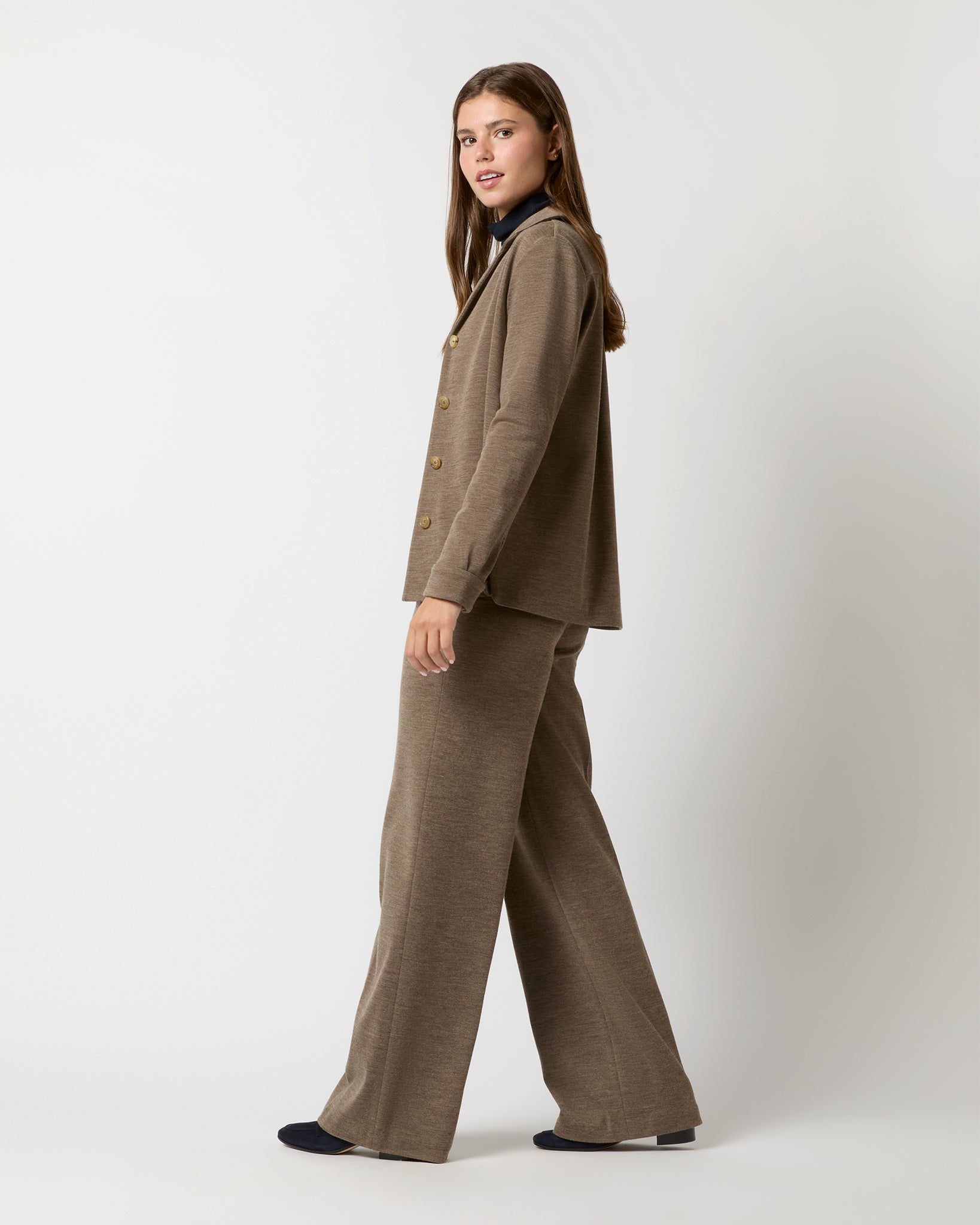 Maura Pull-On Pant in Heather Mink Wool Interlock