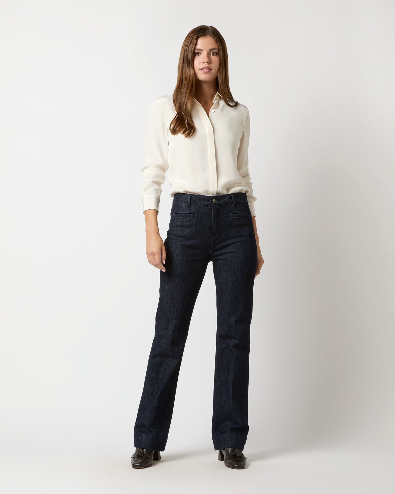 Sloane Trouser Jean in Dark Indigo Stretch Denim
