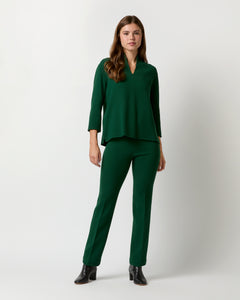 Camilla Top in Forest Double-Faced Stretch Wool Crepe