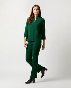 Camilla Top in Forest Double-Faced Stretch Wool Crepe