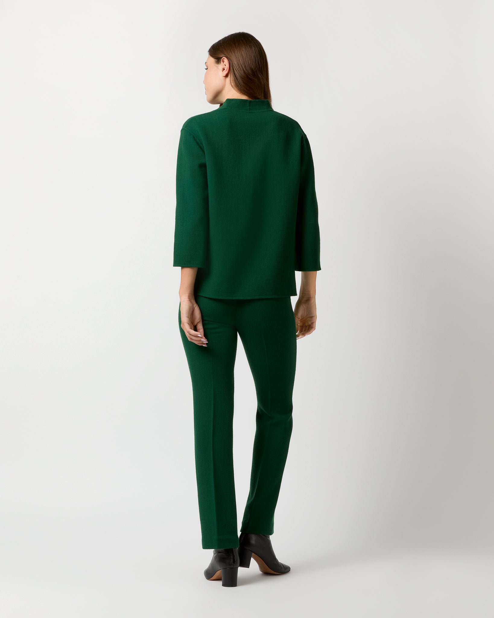 Camilla Top in Forest Double-Faced Stretch Wool Crepe