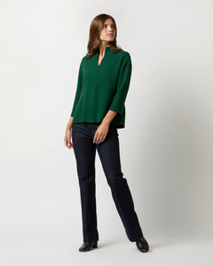 Camilla Top in Forest Double-Faced Stretch Wool Crepe