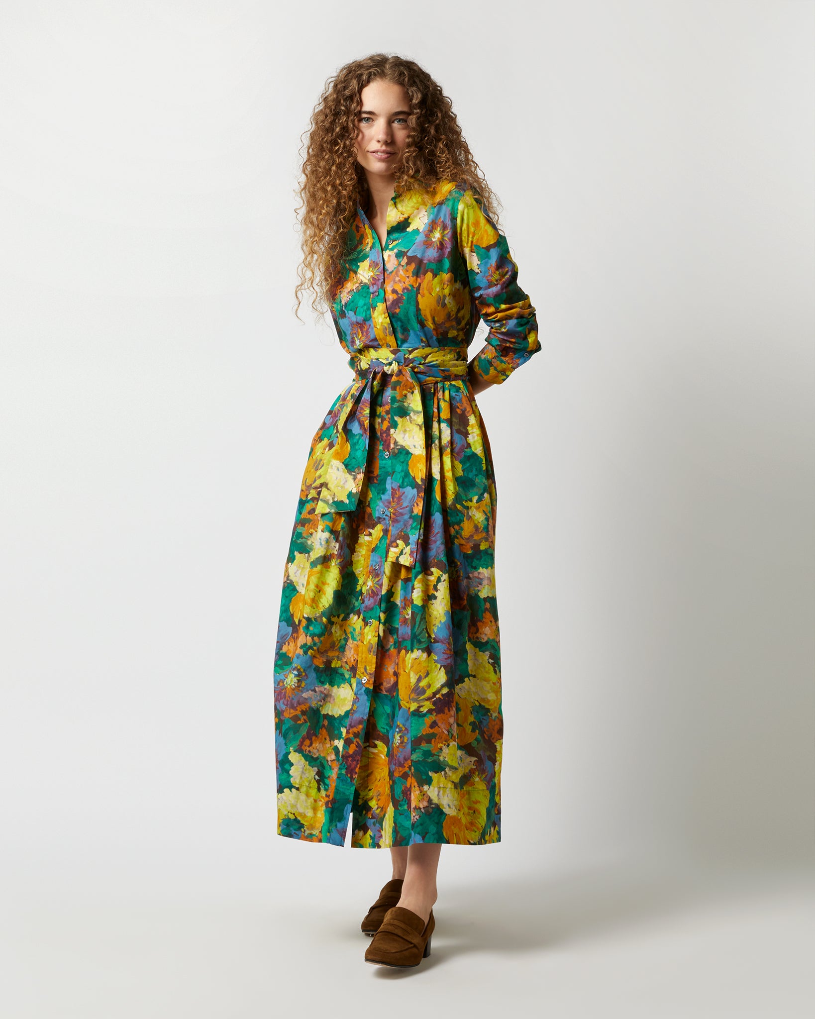 Classic Shirtwaist Maxi Dress in Multi Artists Bouquet Liberty Fabric