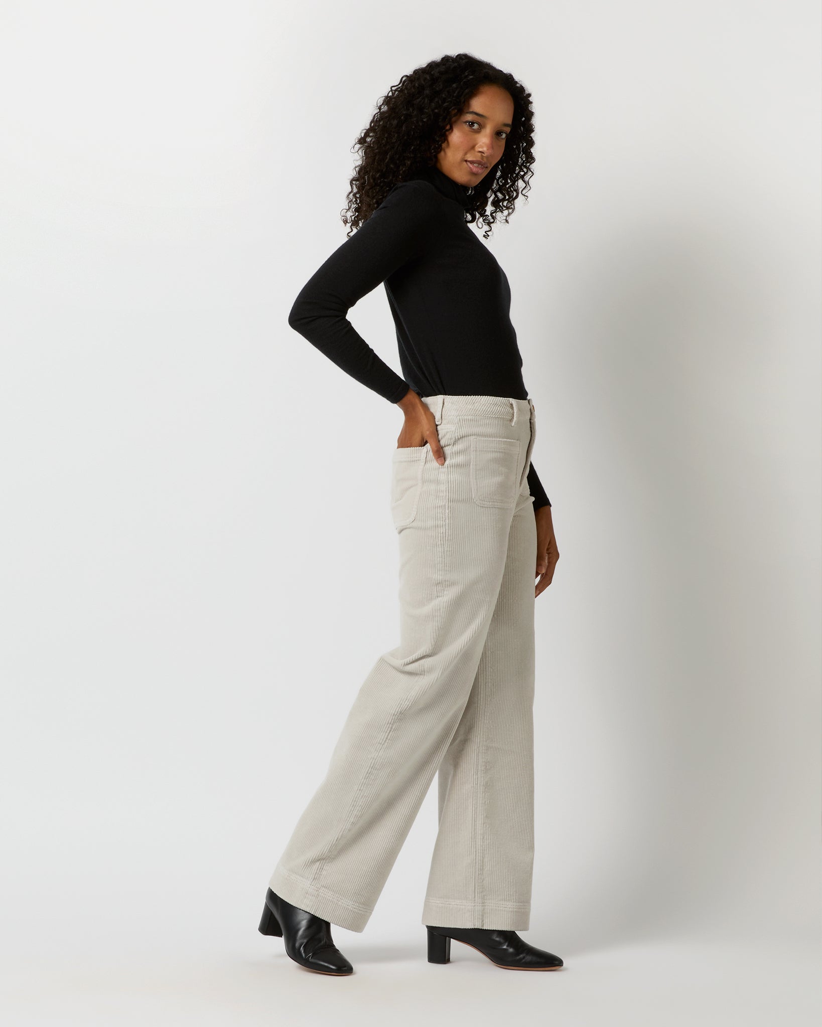 Coco Patch Pocket Jean in Stone Stretch Cord