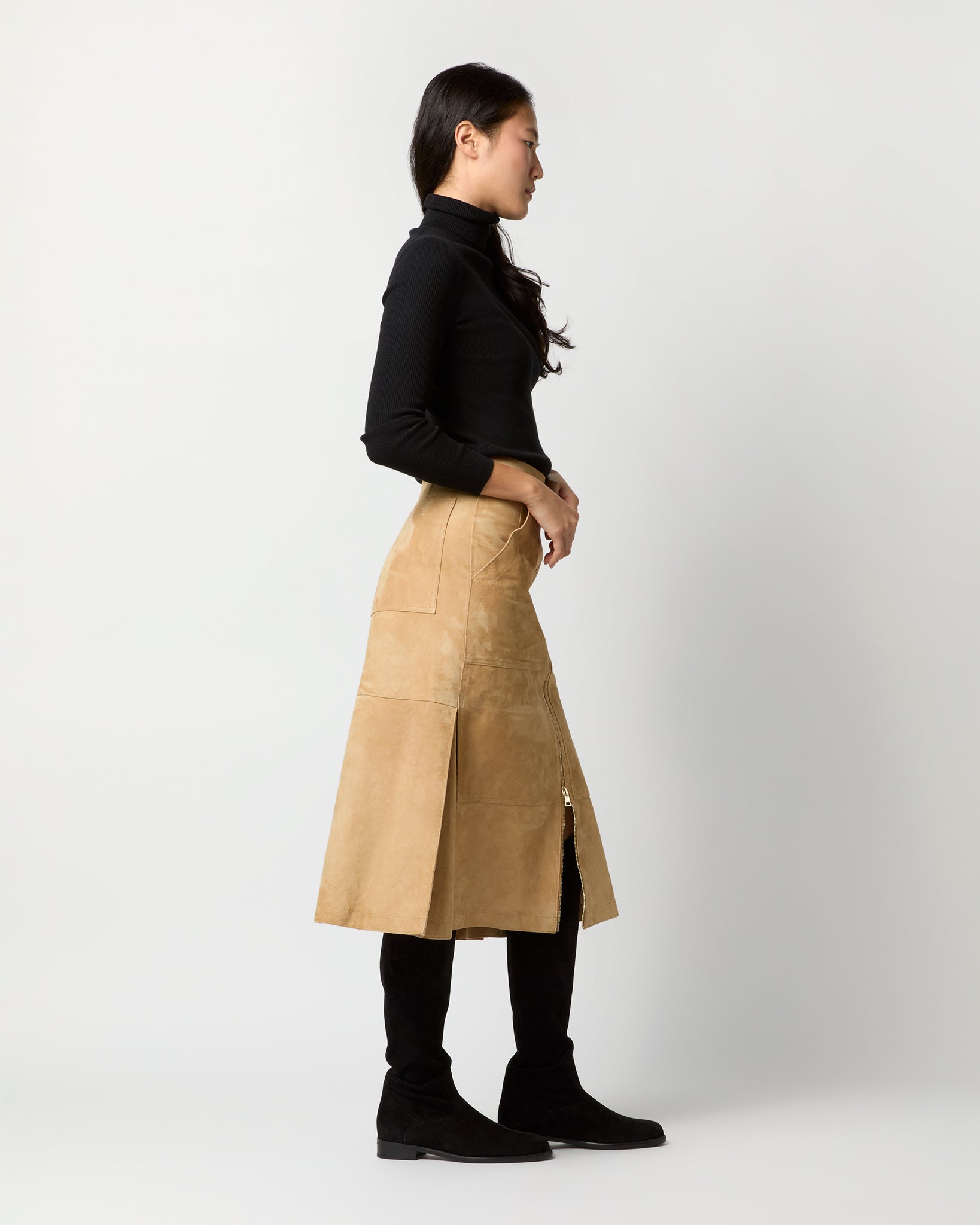 Elsa Riding Skirt in Camel Suede