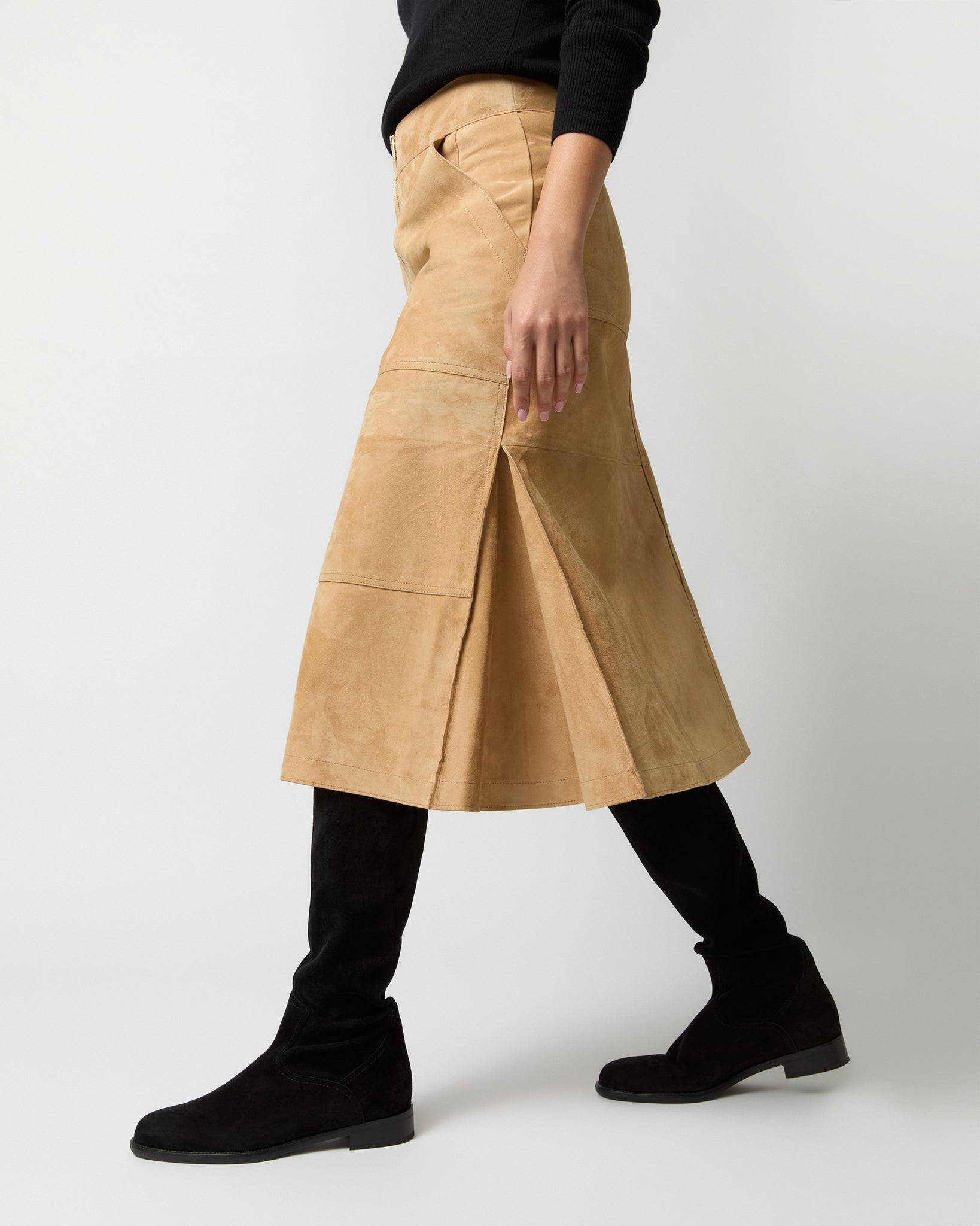 Elsa Riding Skirt in Camel Suede