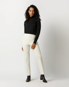 Fayette Flare Cropped Pant in Ivory Bi-Stretch Double-Faced Wool Blend