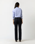 Load image into Gallery viewer, Frill Shirt in Blue Bengal Stripe Poplin
