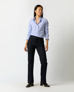 Load image into Gallery viewer, Frill Shirt in Blue Bengal Stripe Poplin
