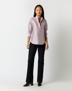 Frill Shirt in Lilac Silk Shantung