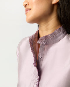 Frill Shirt in Lilac Silk Shantung