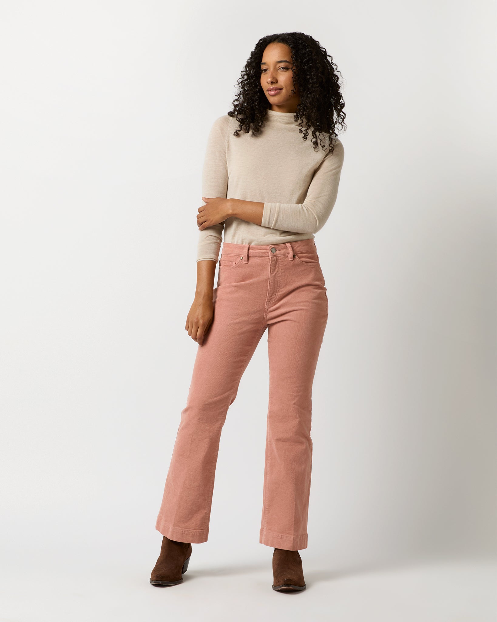 Kendall Flare 5-Pocket Jean in Rose Stretch Cord