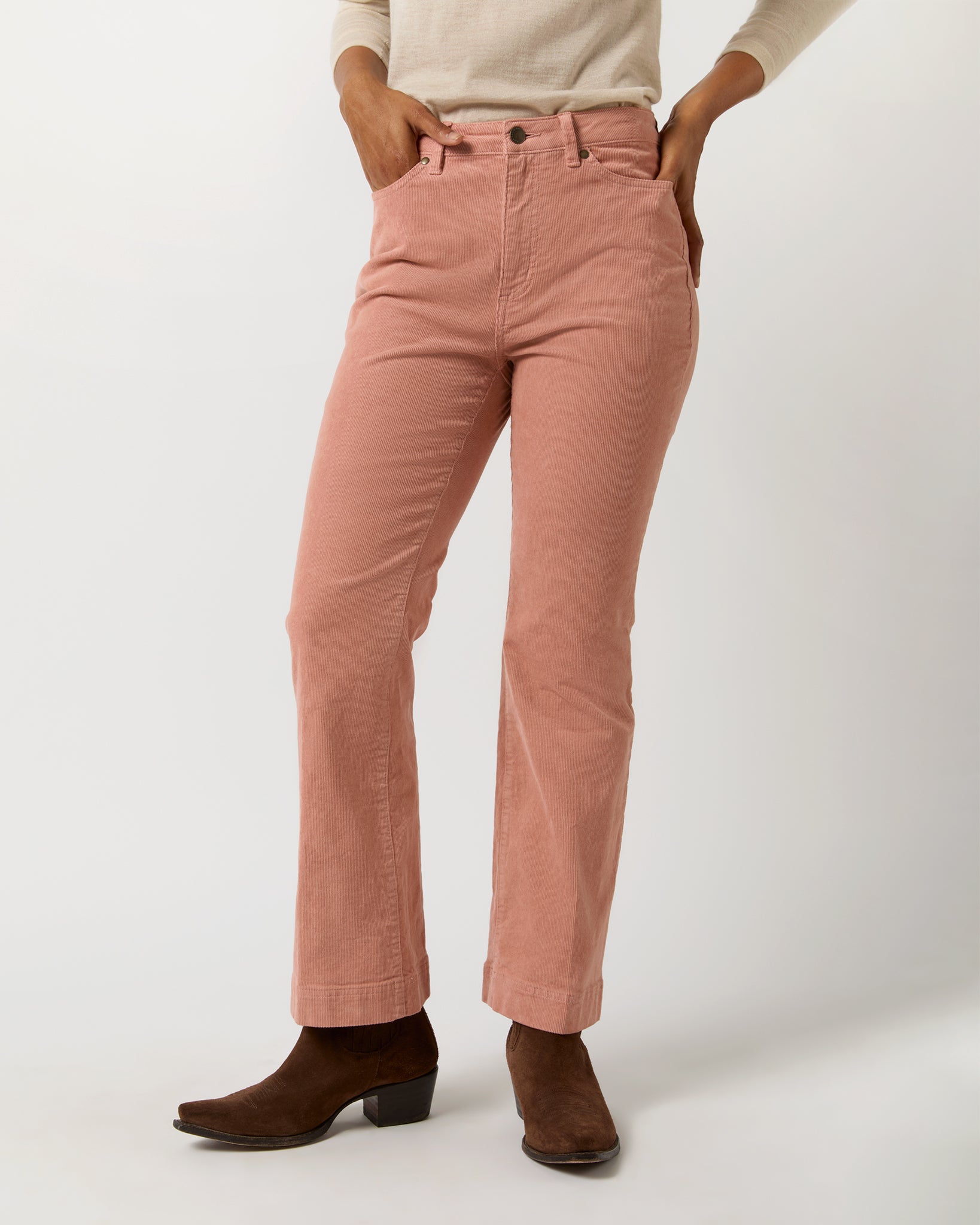 Kendall Flare 5-Pocket Jean in Rose Stretch Cord