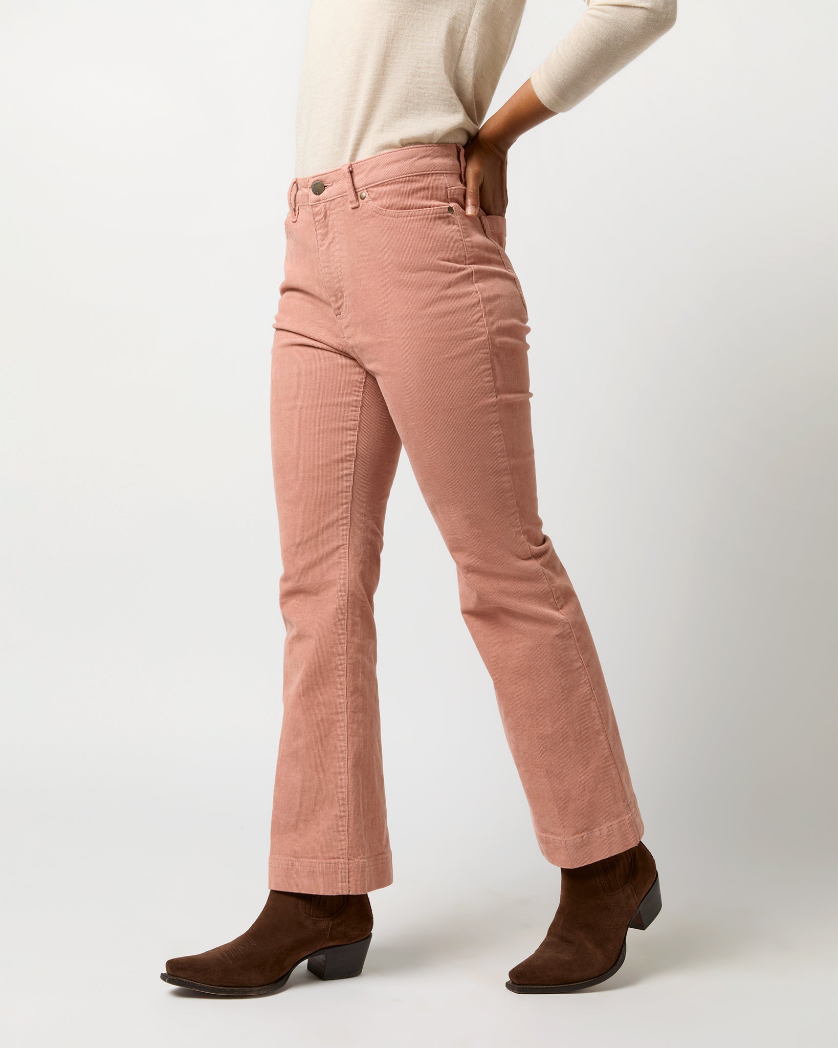 Kendall Flare 5-Pocket Jean in Rose Stretch Cord