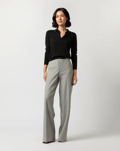 Maura Pull-On Pant in Grey Chalk Stripe Knit