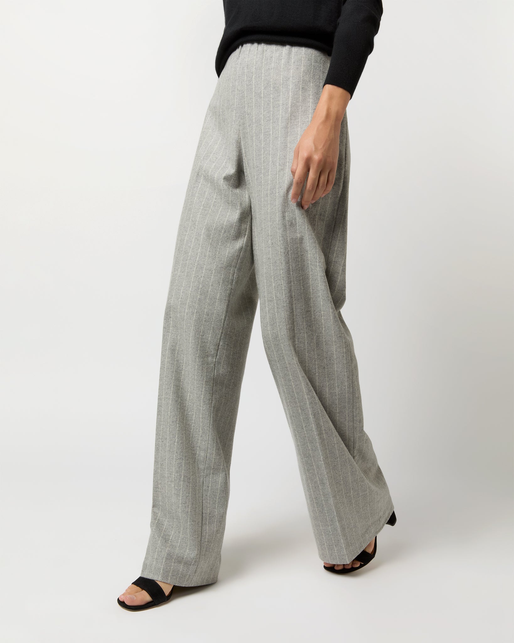 Maura Pull-On Pant in Grey Chalk Stripe Knit