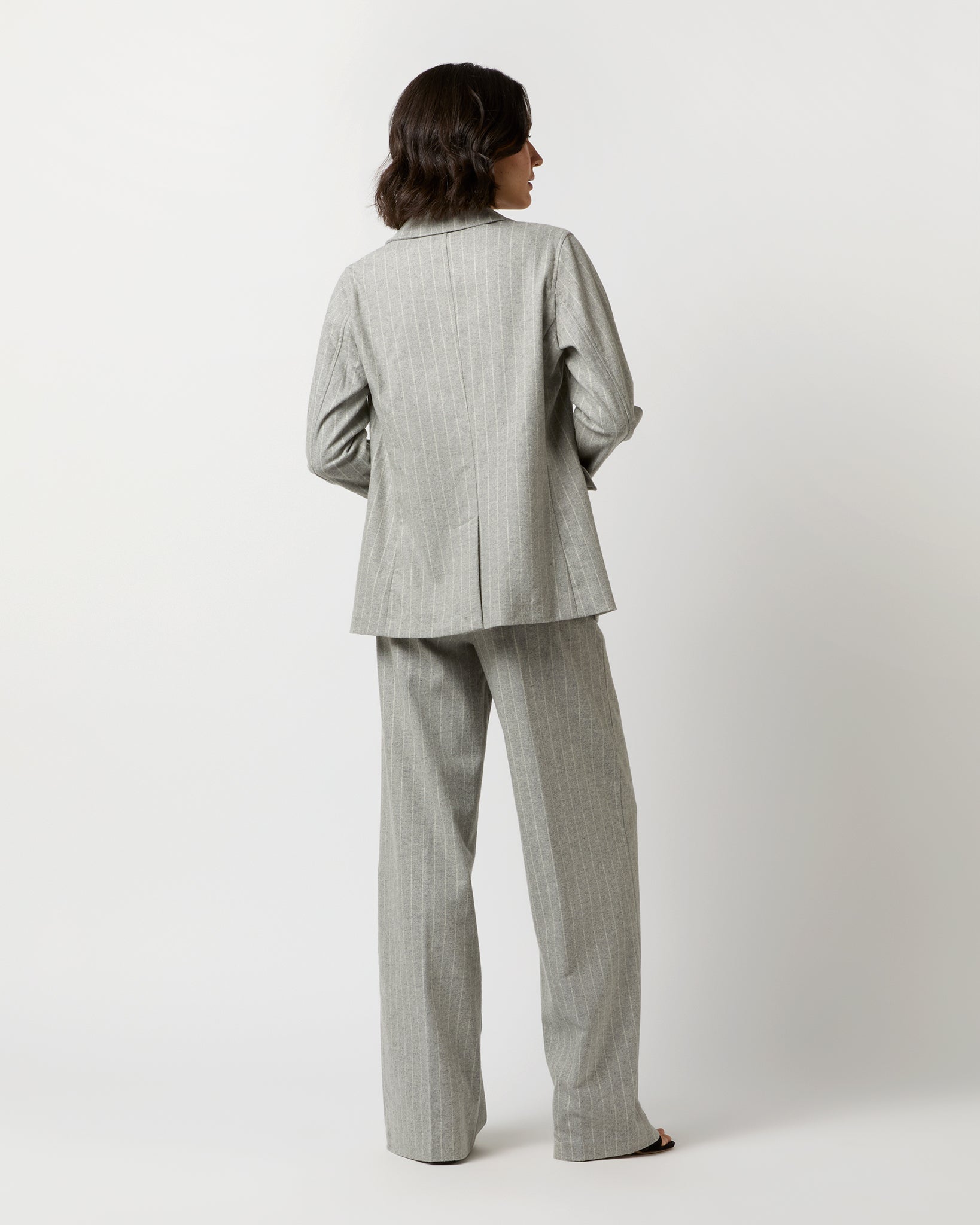 Sarah Blazer in Grey Chalk Stripe Knit