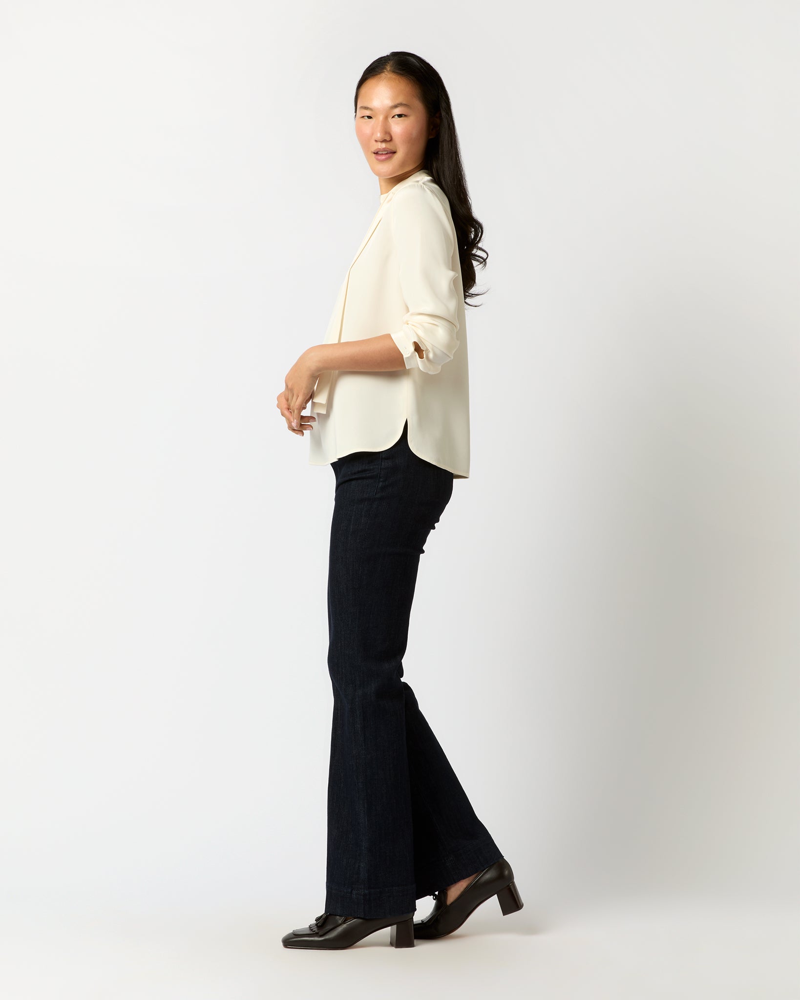 Pippa Top in Ivory Silk Crepe de Chine